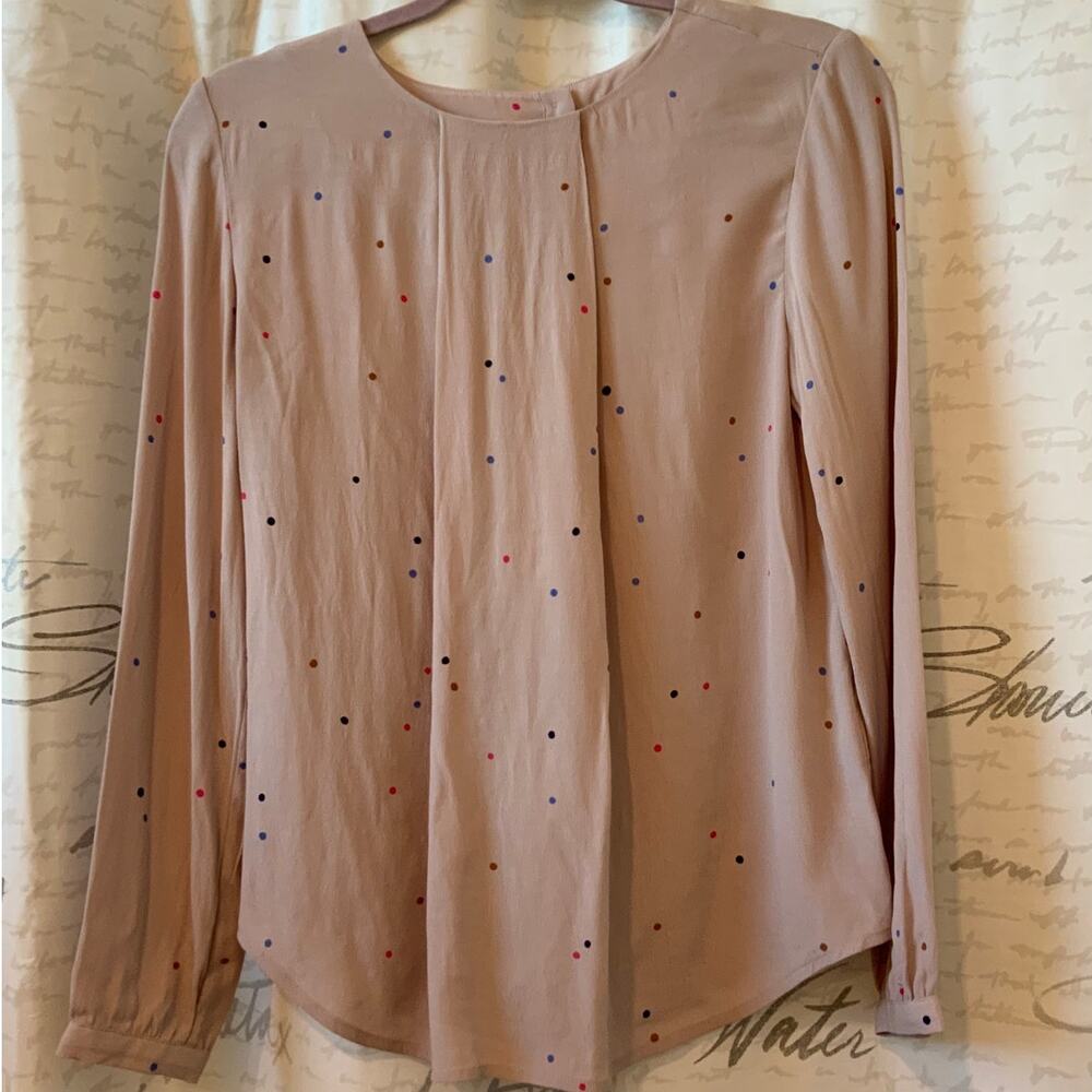 Boden Pink Polka Dot Blouse - Size 4, Long Sleeve